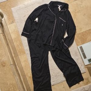 Victoria's Secret Black Pajama Set with Pink Trim